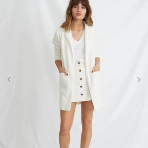 MARINE LAYER Birdseye Collared Cardigan in White Small